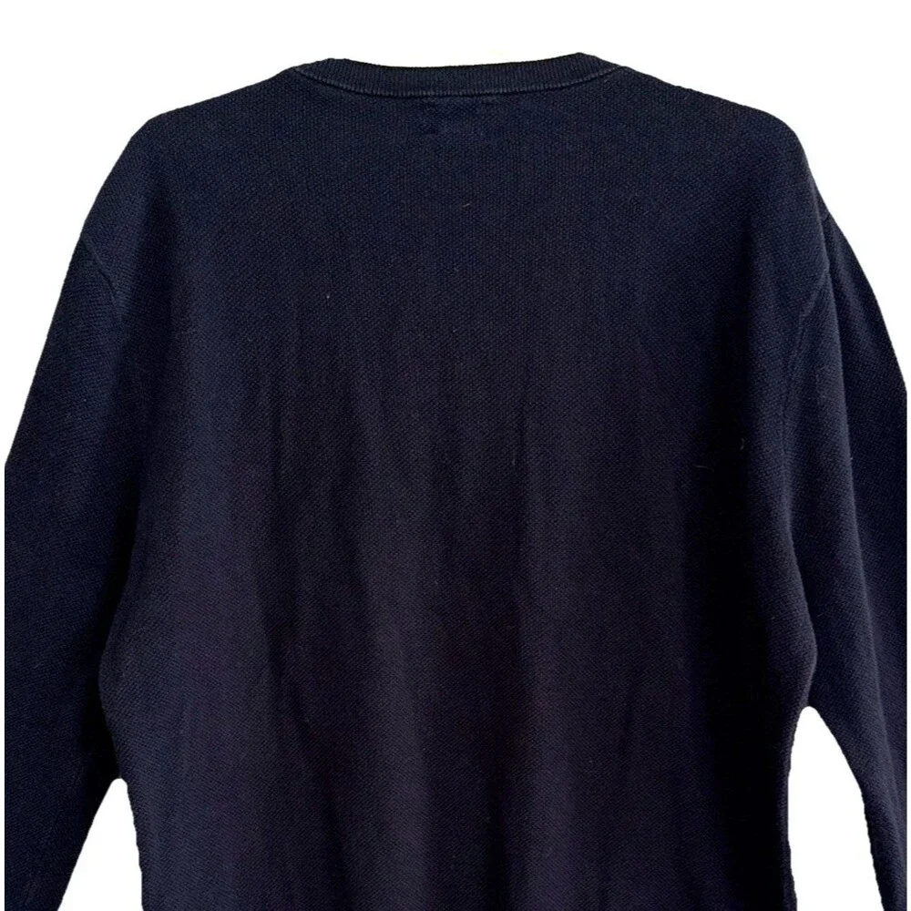 Knit for J Crew Waffle Knit Crew Neck Mens Sz L Black Cotton Textured Pullover